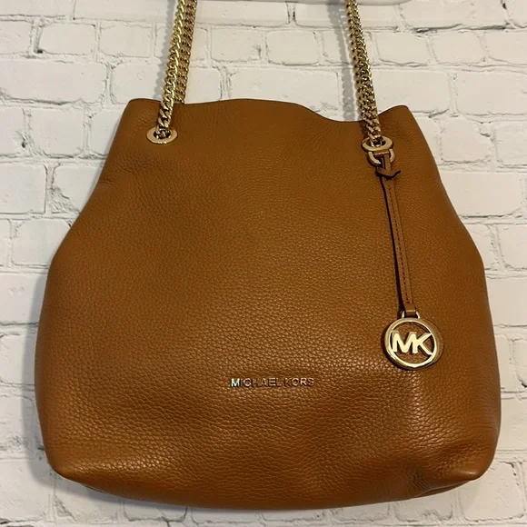 Michaels Kors Brown Pebbled Leather Soft supple cognac shoulder bag purse - Picture 2 of 14